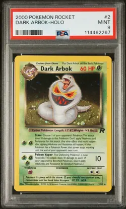 2000 Pokemon Team Rocket Dark Arbok Holo 2/130 - PSA 9 - Image 1