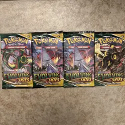 Evolving Skies Pokemon TCG (4) Booster Packs Factory Sealed Art Set 820650808777 - Image 1