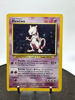 1999 Pokemon TCG Mewtwo Base Set 10/102 Holo Unlimited Holo Rare - Image 1