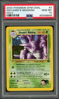 2000 Pokemon Gym Challenge Giovanni's Nidoking Holo Rare 7/132 PSA Gem Mint 10 - Image 1