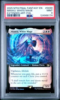 2025 MTG FINAL FANTASY EXTENDED ART #0430 MINWU, WHITE MAGE PSA 9 - Image 1