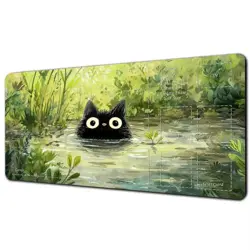 Magic Card Playmat Cute Black Cats Plant Theme MTG Gaming Desk Mat - Image 2