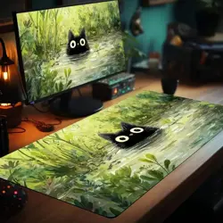 Magic Card Playmat Cute Black Cats Plant Theme MTG Gaming Desk Mat - Image 3