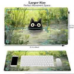 Magic Card Playmat Cute Black Cats Plant Theme MTG Gaming Desk Mat - Image 4