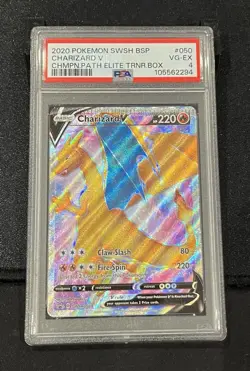 Pokemon Charizard V SWSH50 Champion’s Path ETB CRIMP ERROR Card HTF PSA 4 VG-EX - Image 1