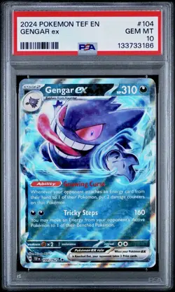 PSA 10 Gengar EX #104 Pokemon Temporal Forces 2024 Holo Rare Gem Mint - Image 1