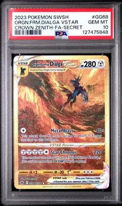 PSA 10 GEM MINT Origin Forme Dialga VSTAR GG68/GG70 Pokemon Crown Zenith - Image 1