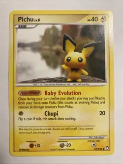 Pokemon Pichu TCG Mysterious Treasures Card 93/123 Regular Common - Image 1