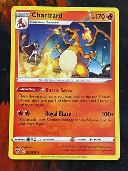 POKEMON CHARIZARD 025/185 RARE VIVID VOLTAGE NM CARD - Image 1