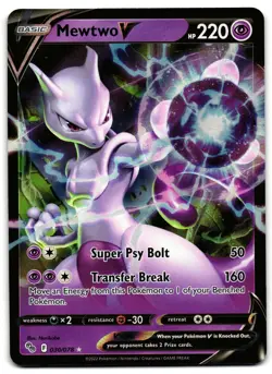 Mewtwo V 030/078 - Ultra Rare Pokemon GO Pokemon TCG 2022 Holo - LP Card - Image 1