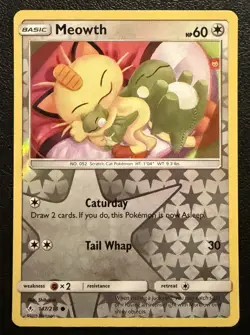 Meowth 147/214 Reverse Holo Sun & Moon Unbroken Bonds Pokemon Card 2019 NM - Image 1
