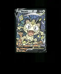 Fan-ART READ DESCRIPTION BELOW HOLO Meowth Card Stained Glass Pokemon Card p1 - Image 1