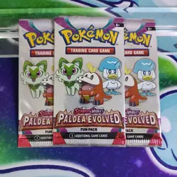 Pokemon Paldea Evolved Fun Pack: 3 Cards New Sealed Scarlet & Violet: Paldea PAL - Image 1