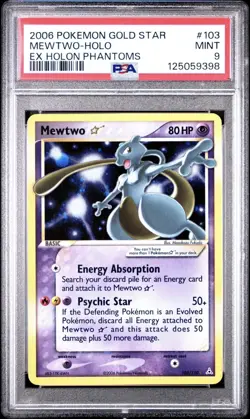 2006 POKEMON EX HOLON PHANTOMS GOLD STAR #103 MEWTWO-HOLO PSA 9 MODERN CERT - Image 1