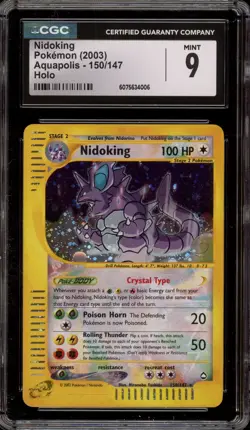 Pokemon Nidoking Aquapolis Crystal Holo Secret Rare #150 CGC 9 Mint - Image 1