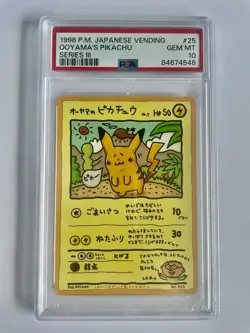Pokemon TCG 1998 Ooyamas Pikachu Japanese Vending Series 3 PSA 10 - Image 1