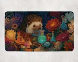 Hedgehog Alchemist Clever Animal Potion Maker Bloomburrow Magic MTG Playmat - Image 1