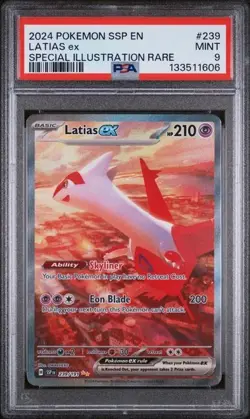 2024 POKEMON SURGING SPARKS #239 LATIAS EX SPECIAL ILLUSTRATION RARE PSA 9 - Image 1