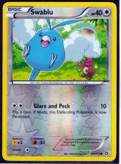 2013 SWABLU 32/113 Legendary Treasures Pokemon REVERSE HOLO (S2) - Image 1