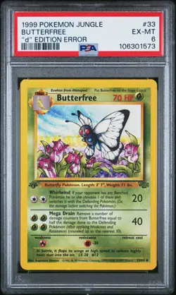 Butterfree 1999 Pokemon Jungle #33 "D" Edition Error PSA 6 NEW SLAB - Image 1