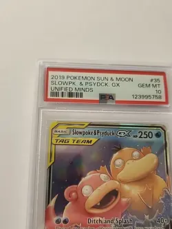 SLOWPOKE & PSYDUCK GX 2019 POKEMON UNIFIED MINDS RARE 35/236 PSA 10 - Image 2