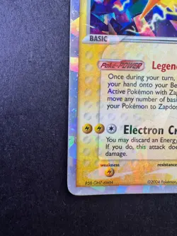2004 POKEMON EX FIRERED & LEAFGREEN 116/112 ZAPDOS EX HOLO SECRET RARE TCG - Image 4