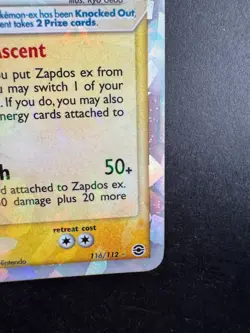 2004 POKEMON EX FIRERED & LEAFGREEN 116/112 ZAPDOS EX HOLO SECRET RARE TCG - Image 5