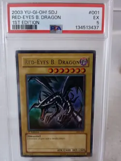 2003 1st Edition Red-Eyes Black Dragon SDJ-001 YuGiOh PSA 5 Ultra Rare - Image 1