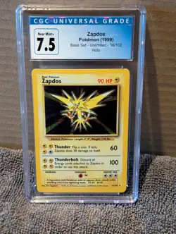 CGC 7.5 Zapdos 1999 Base Set 16/102 Holo Pokemon Card psa - Image 1