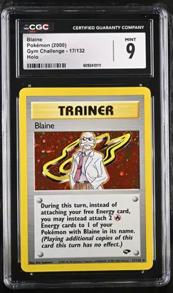 CGC 9 MINT Blaine 2000 Gym Challenge 17/132 Holo Pokemon Card - Image 1