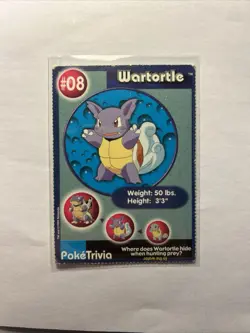 Wartortle 08 Pokemon Burger King Promo PokeTrivia Trading Card - Image 1