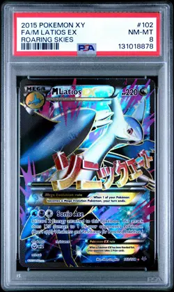 2015 POKEMON XY ROARING SKIES #102 FULL ART/M LATIOS EX PSA 8 - Image 1