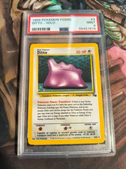 1999 Pokemon Fossil Ditto Holo 3/62 English Graded PSA 9 - Image 1