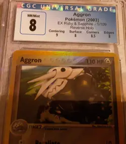 Aggron Reverse Holo Pokemon EX Ruby & Sapphire 2003 CGC 8 NM/MT Subs Vintage - Image 2