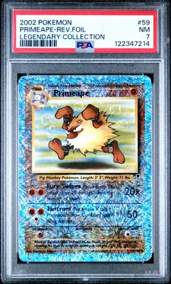 2002 POKEMON LEGENDARY COLLECTION #59 PRIMEAPE-REVERSE FOIL PSA 7 - Image 1