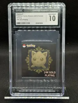 2023 Pokemon Korean Candy Stickers 24K Gold Plating Jigglypuff CGC 10 GEM MINT - Image 1