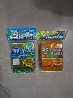 2 Sealed 2004 Ultra Pro Deck Protector Sleeves Yu Gi Oh Spectrum Orange/Green - Image 1