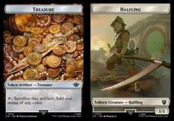 MTG The Lord of the Rings Commander - Halfling 1/1 & Treasure [Token] - Image 1