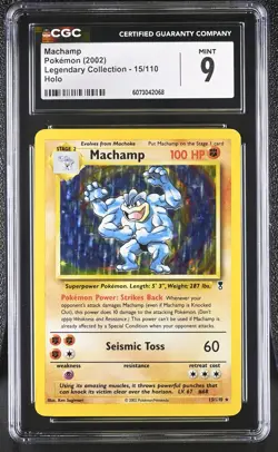 CGC 9 MINT Machamp 2002 Legendary Collection 15/110 Holo Pokemon Card - Image 1