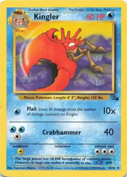 Pokemon - Kingler #38/62 - Fossil Unlimited - Image 1