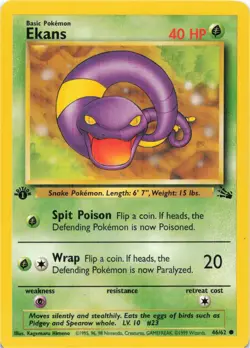 Pokemon - Ekans #46/62 - Fossil 1st Edition - Image 1