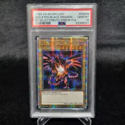 Yugioh Blue-Eyes & Red-Eyes LC01-EN004&6 Quarter Century Rare Error 25th PSA10 - Image 5