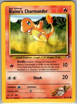 Blaine's Charmander 61/132 Non Holo Gym Heroes - Pokemon Card - NM - Image 1
