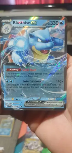 030/142 Blastoise ex : Double Rare Holo Card : Stellar Crown : Pokemon TCG - Image 1