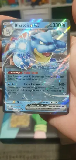 030/142 Blastoise ex : Double Rare Holo Card : Stellar Crown : Pokemon TCG - Image 3