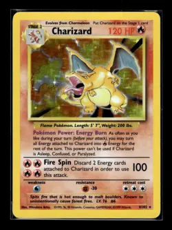 Charizard Holo Base Set Unlimited WOTC 1999 Pokemon Trading Card Game #4 LP - Image 1
