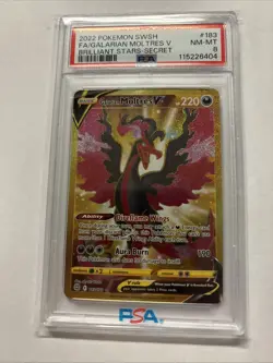 2022 POKEMON SWORD & SHIELD BRILLIANT STARS FULL ART/GALARIAN MOLTRES V PSA 8 - Image 1
