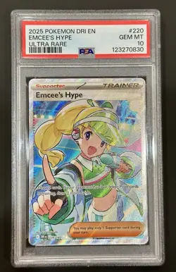 Pokemon SV Destined Rivals Emcee's Hype #220/182 Gem MT PSA 10 - Image 1