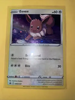 Eevee SWSH127 Promo Cards Holo Swirl LP Pokemon TCG - Image 1
