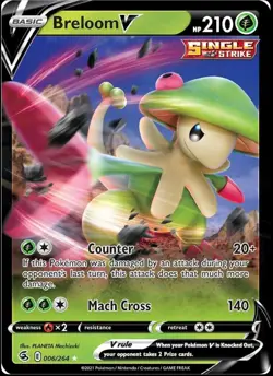 Breloom V - 006/264 - Pokemon Fusion Strike Sword & Shield Ultra Rare Card NM - Image 1